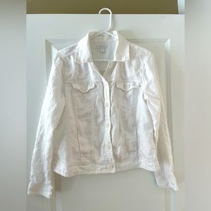 White 100%Linen Jacket. Size M by Charter Club